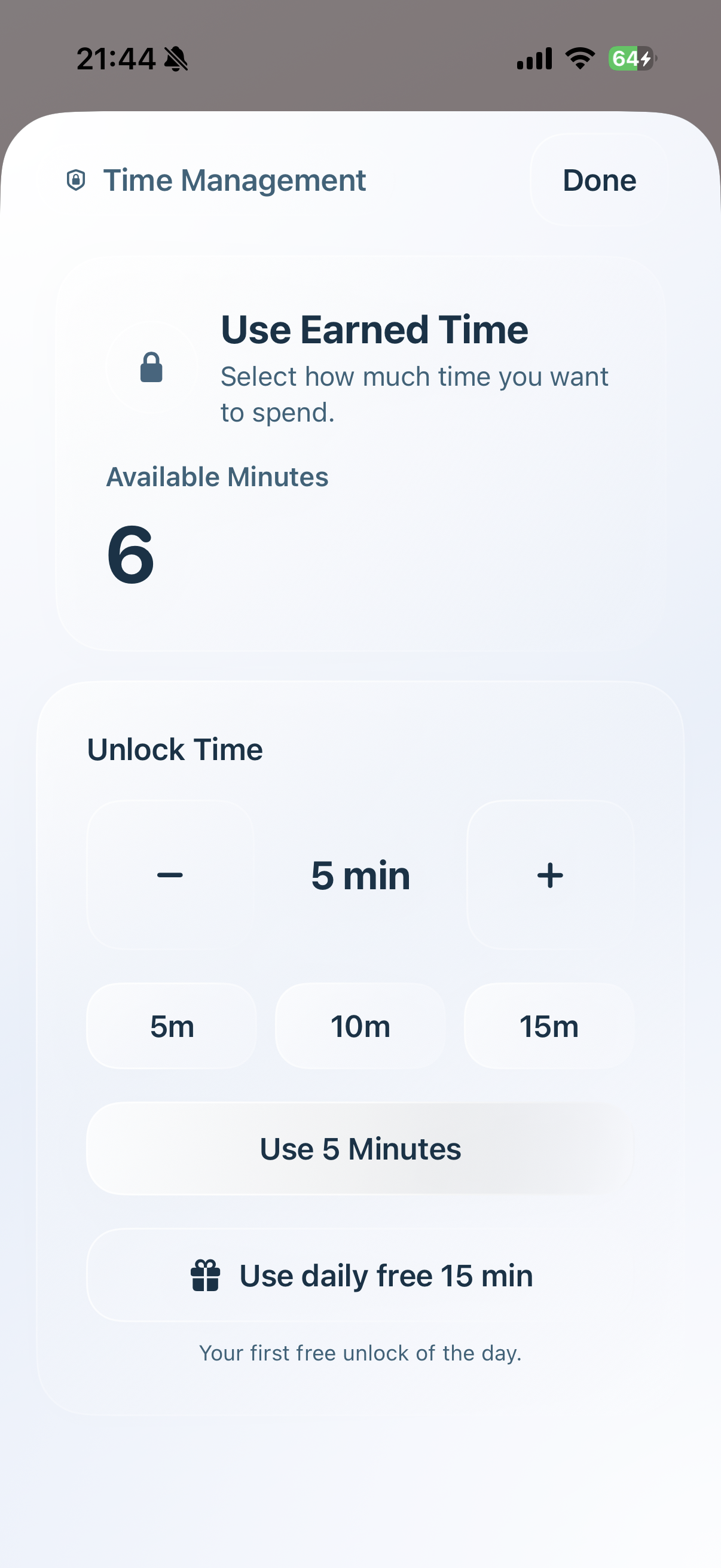 Use earned screen time