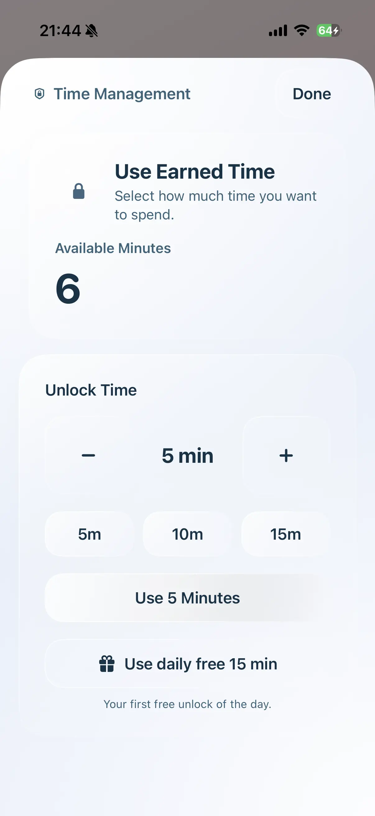 Use earned screen time